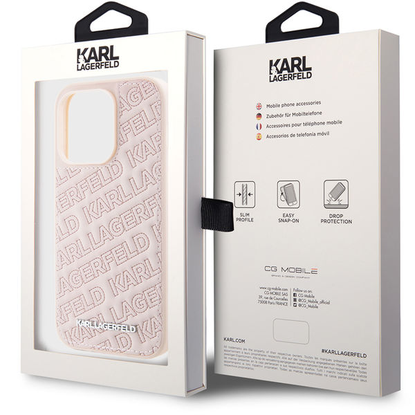 Karl Lagerfeld - Diagonal Quilted K Pattern (KLHCP15LPQKPMP) - iPhone 15 Pro - Pink