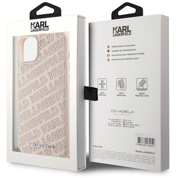 Karl Lagerfeld - Diagonal Quilted K Pattern (KLHCP15SPQKPMP) - iPhone 15 - Pink