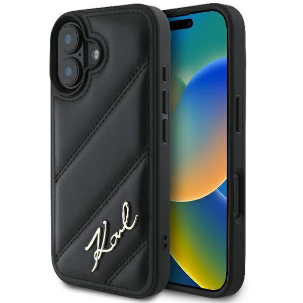 Karl Lagerfeld - Diagonal Quilted (KLHCP16SPQDSMGK) - iPhone 16 - Black