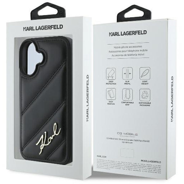 Karl Lagerfeld - Diagonal Quilted (KLHCP16SPQDSMGK) - iPhone 16 - Black