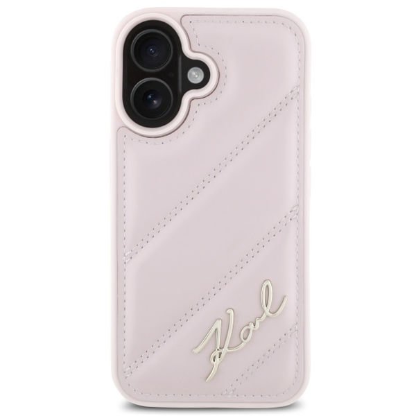 Karl Lagerfeld - Diagonal Quilted (KLHCP16SPQDSMGP) - iPhone 16 - Pink