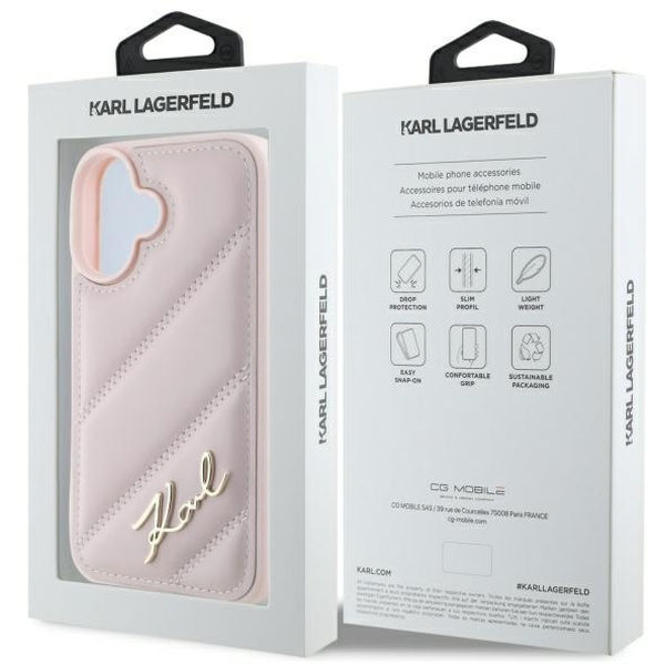 Karl Lagerfeld - Diagonal Quilted (KLHCP16SPQDSMGP) - iPhone 16 - Pink