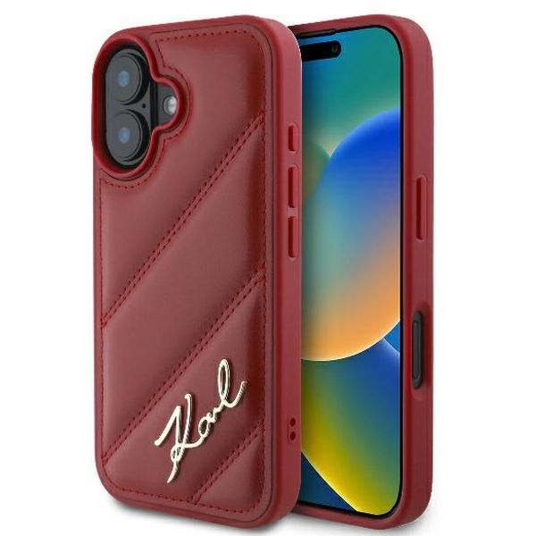 Karl Lagerfeld - Diagonal Quilted (KLHCP16SPQDSMGR) - iPhone 16 - Red