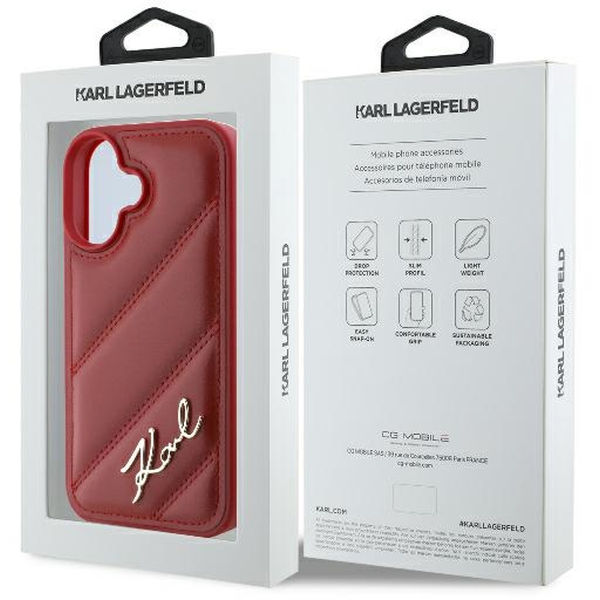Karl Lagerfeld - Diagonal Quilted (KLHCP16SPQDSMGR) - iPhone 16 - Red