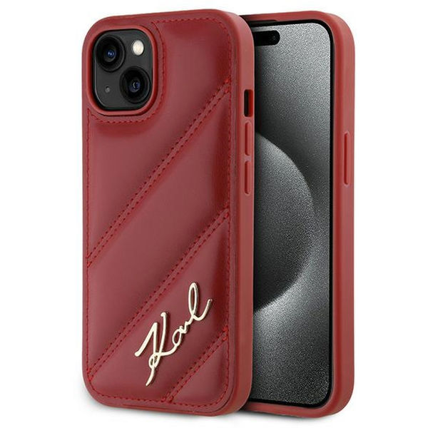 Karl Lagerfeld - Diagonal Quilted Script (KLHCP15SPQDSMGR) - iPhone 15 - Red