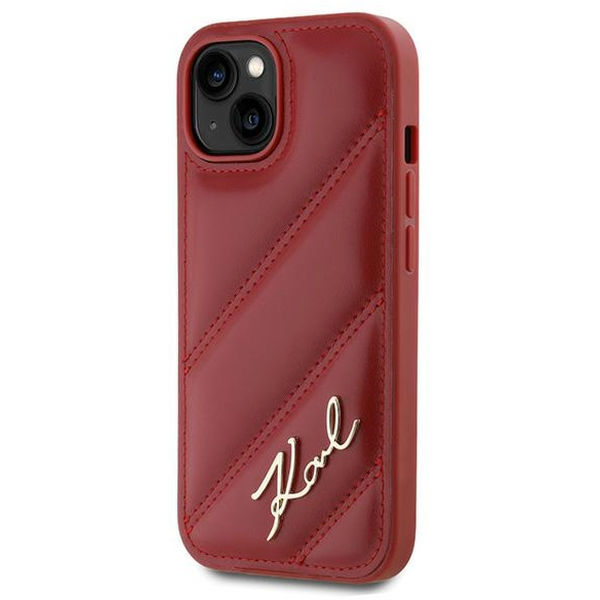 Karl Lagerfeld - Diagonal Quilted Script (KLHCP15SPQDSMGR) - iPhone 15 - Red