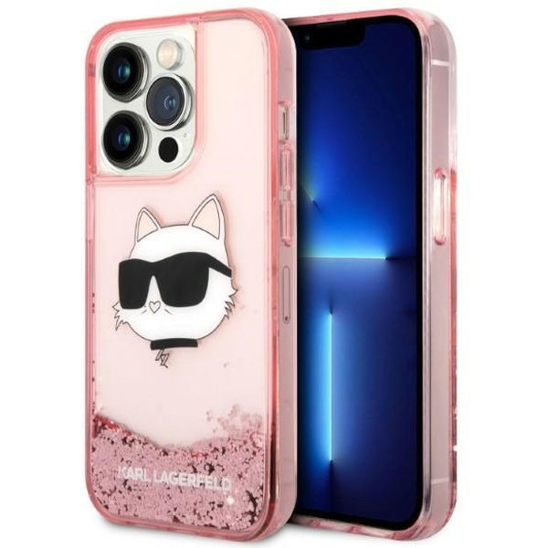 Karl Lagerfeld - Hardcase Glitter (KLHCP14LLNCHCP) - iPhone 14 Pro - Pink Choupette Head
