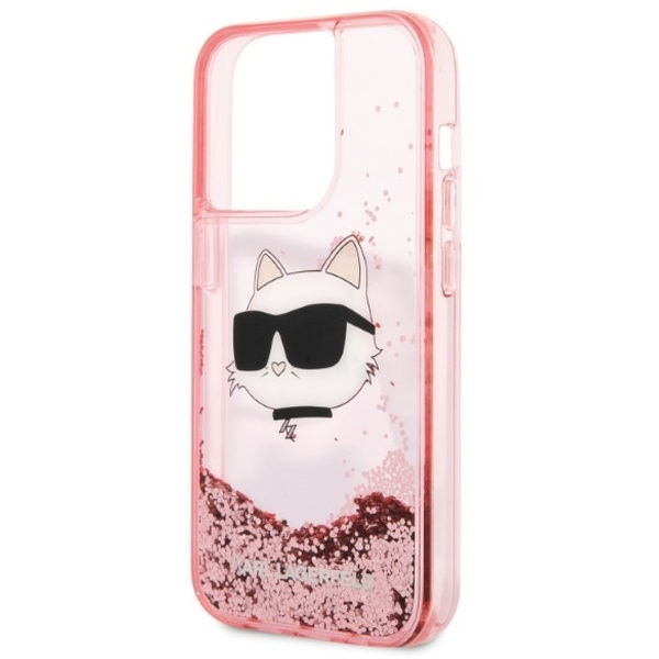Karl Lagerfeld - Hardcase Glitter (KLHCP14LLNCHCP) - iPhone 14 Pro - Pink Choupette Head