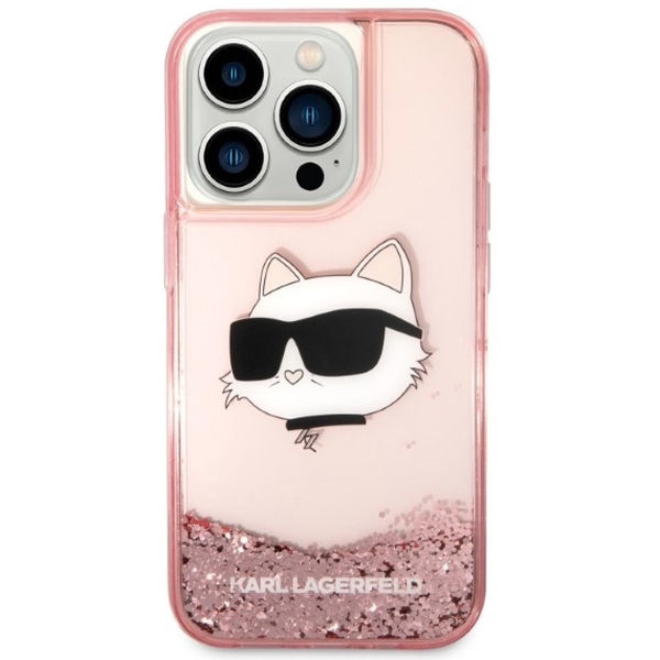 Karl Lagerfeld - Hardcase Glitter (KLHCP14LLNCHCP) - iPhone 14 Pro - Pink Choupette Head