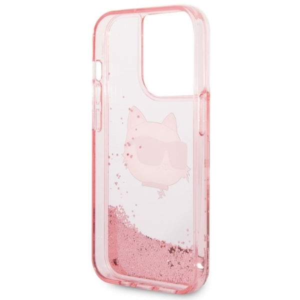 Karl Lagerfeld - Hardcase Glitter (KLHCP14LLNCHCP) - iPhone 14 Pro - Pink Choupette Head