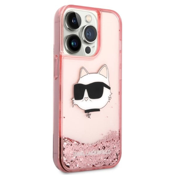 Karl Lagerfeld - Hardcase Glitter (KLHCP14LLNCHCP) - iPhone 14 Pro - Pink Choupette Head