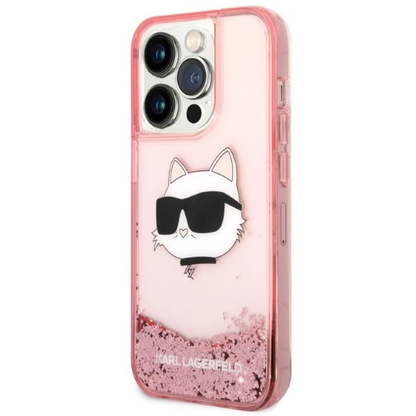Karl Lagerfeld - Hardcase Glitter (KLHCP14LLNCHCP) - iPhone 14 Pro - Pink Choupette Head