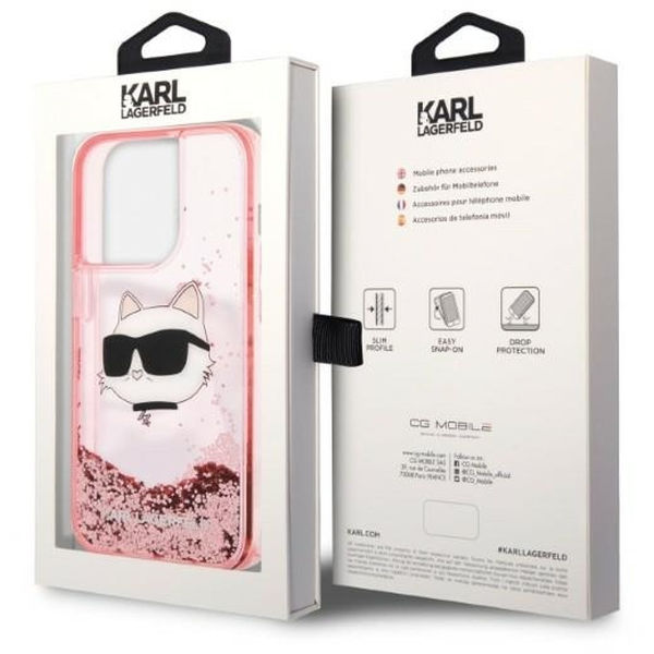 Karl Lagerfeld - Hardcase Glitter (KLHCP14LLNCHCP) - iPhone 14 Pro - Pink Choupette Head