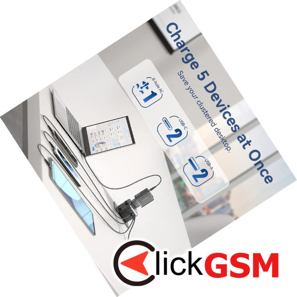 Vention - Travel Adapter (FJFB0) - 2x USB-C, 2x USB, EU, UK, AUS, US, 65W, GaN Technology, Fast Charging - Black