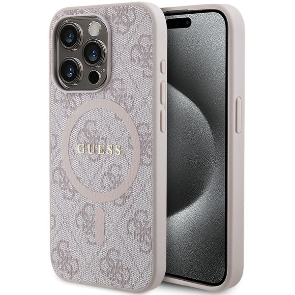 Guess - 4G Collection Leather MagSafe (GUHMP15LG4GFRP) - iPhone 15 Pro - Pink