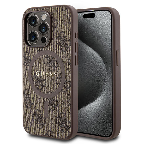 Guess - 4G Collection Leather MagSafe (GUHMP15LG4GFRW) - iPhone 15 Pro - Brown