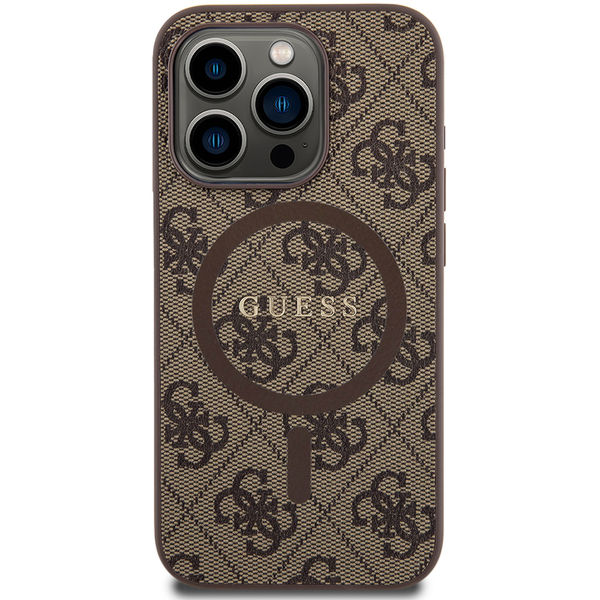 Guess - 4G Collection Leather MagSafe (GUHMP15LG4GFRW) - iPhone 15 Pro - Brown