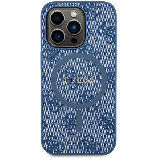 Guess - 4G Collection Leather MagSafe (GUHMP15LG4GFRB) - iPhone 15 Pro - Blue