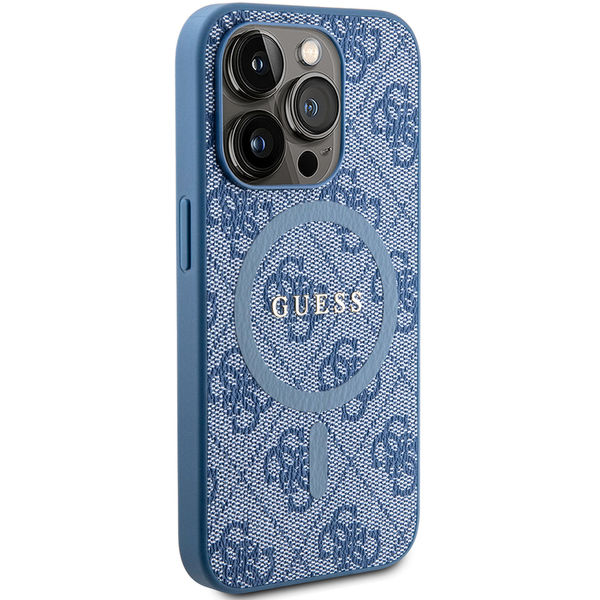 Guess - 4G Collection Leather MagSafe (GUHMP15LG4GFRB) - iPhone 15 Pro - Blue