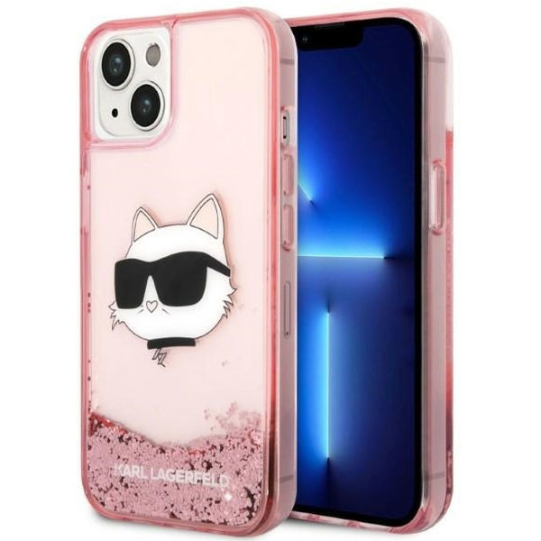 Karl Lagerfeld - Hardcase Glitter (KLHCP14MLNCHCP) - iPhone 14 Plus - Pink Choupette Head
