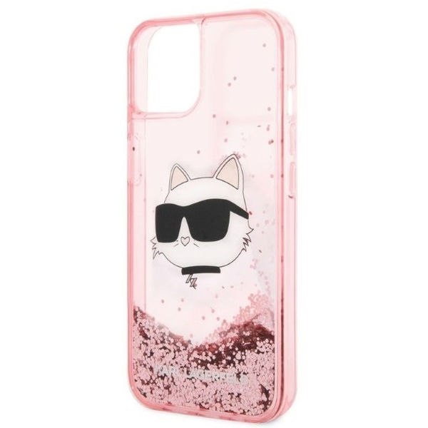 Karl Lagerfeld - Hardcase Glitter (KLHCP14MLNCHCP) - iPhone 14 Plus - Pink Choupette Head