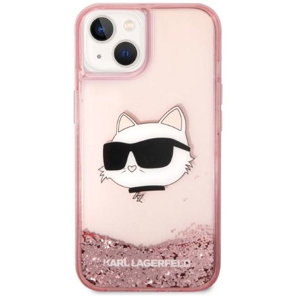 Karl Lagerfeld - Hardcase Glitter (KLHCP14MLNCHCP) - iPhone 14 Plus - Pink Choupette Head