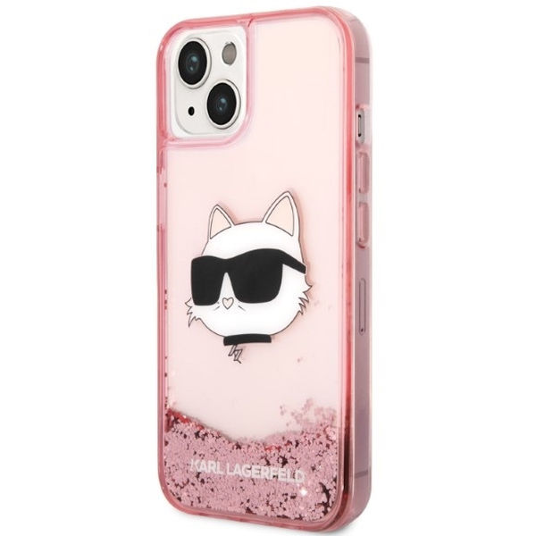 Karl Lagerfeld - Hardcase Glitter (KLHCP14MLNCHCP) - iPhone 14 Plus - Pink Choupette Head