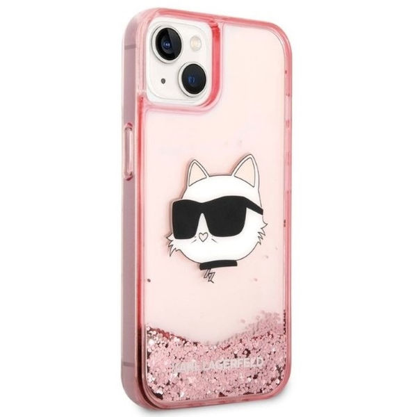Karl Lagerfeld - Hardcase Glitter (KLHCP14MLNCHCP) - iPhone 14 Plus - Pink Choupette Head