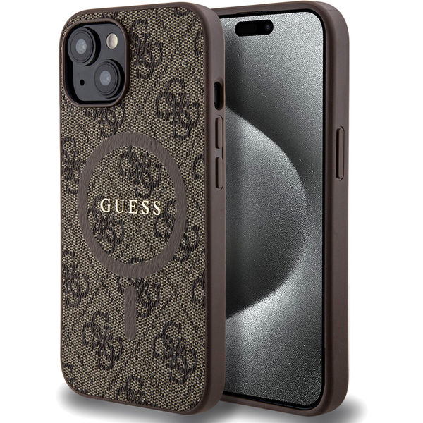 Guess - 4G Collection Leather MagSafe (GUHMP15SG4GFRW) - iPhone 15 - Brown