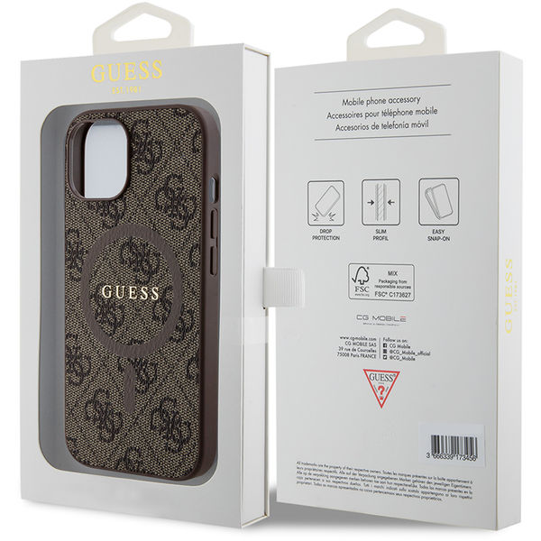 Guess - 4G Collection Leather MagSafe (GUHMP15SG4GFRW) - iPhone 15 - Brown