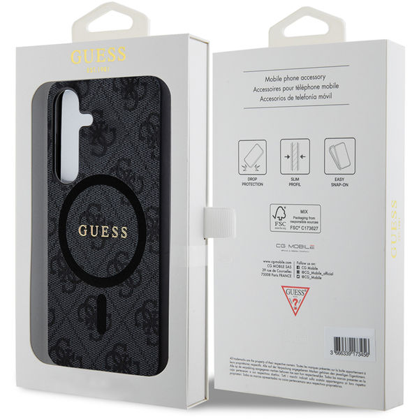 Guess - 4G Collection Leather MagSafe (GUHMS24MG4GFRK) - Samsung Galaxy S24 Plus - Black