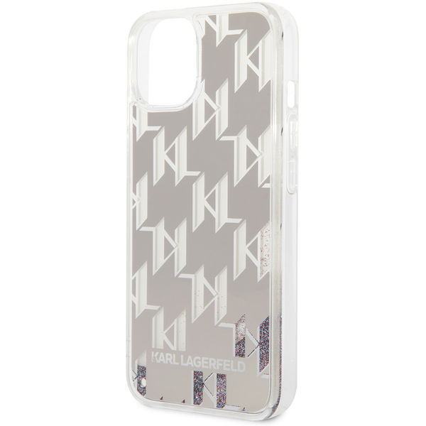 Karl Lagerfeld - Hardcase Liquid Glitter (KLHCP14SLMNMS) - iPhone 14 - Silver Monogram