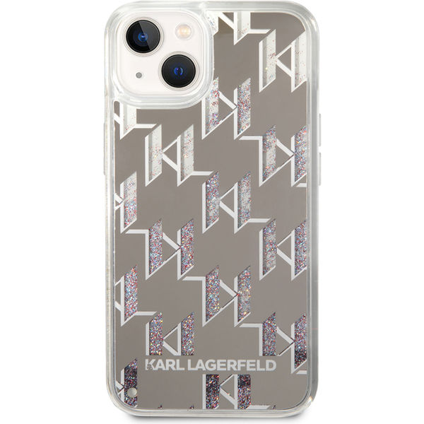 Karl Lagerfeld - Hardcase Liquid Glitter (KLHCP14SLMNMS) - iPhone 14 - Silver Monogram