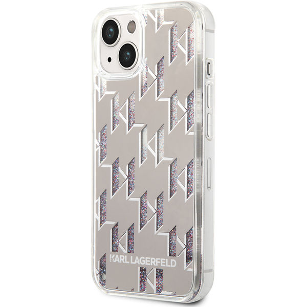 Karl Lagerfeld - Hardcase Liquid Glitter (KLHCP14SLMNMS) - iPhone 14 - Silver Monogram