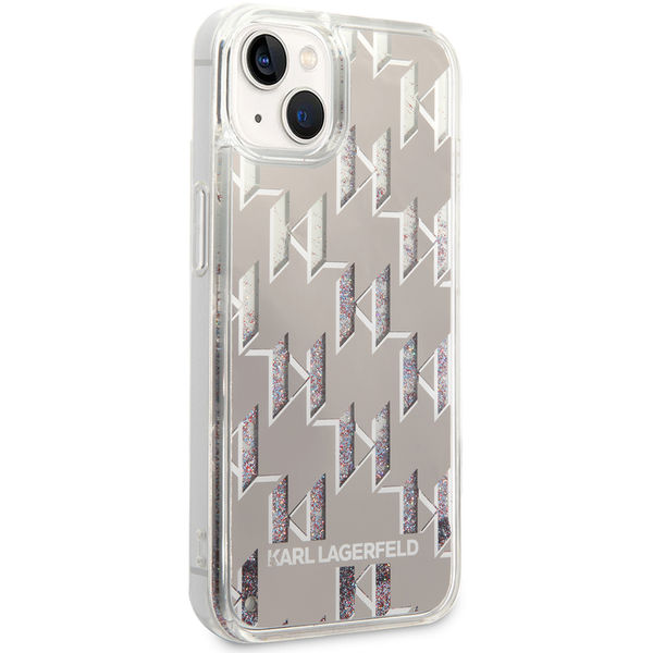 Karl Lagerfeld - Hardcase Liquid Glitter (KLHCP14SLMNMS) - iPhone 14 - Silver Monogram