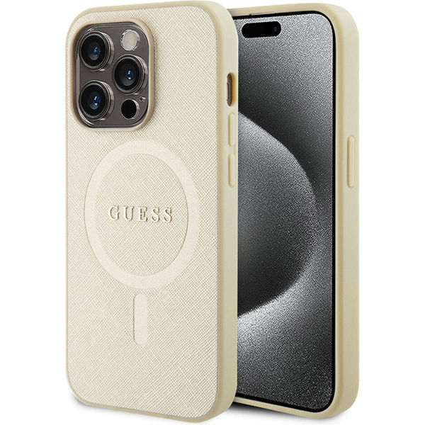 Guess - Saffiano MagSafe (GUHMP15LPSAHMCB) - iPhone 15 Pro - Gold