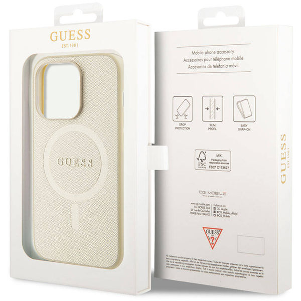 Guess - Saffiano MagSafe (GUHMP15LPSAHMCB) - iPhone 15 Pro - Gold