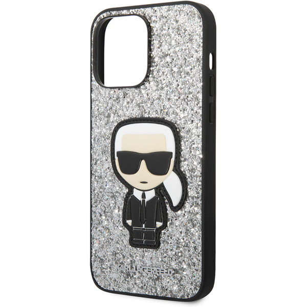 Karl Lagerfeld - Hardcase Glitter (KLHCP14XGFKPG) - iPhone 14 Pro Max - Silver Flakes Ikonik