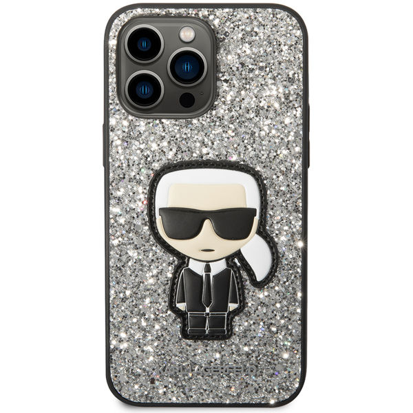 Karl Lagerfeld - Hardcase Glitter (KLHCP14XGFKPG) - iPhone 14 Pro Max - Silver Flakes Ikonik