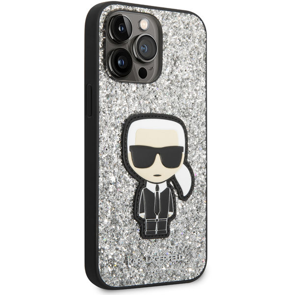 Karl Lagerfeld - Hardcase Glitter (KLHCP14XGFKPG) - iPhone 14 Pro Max - Silver Flakes Ikonik