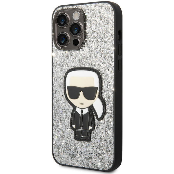 Karl Lagerfeld - Hardcase Glitter (KLHCP14XGFKPG) - iPhone 14 Pro Max - Silver Flakes Ikonik