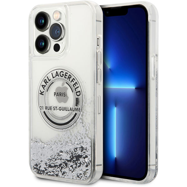 Karl Lagerfeld - Hardcase Liquid Glitter (KLHCP14XLCRSGRS) - iPhone 14 Pro Max - Silver RSG
