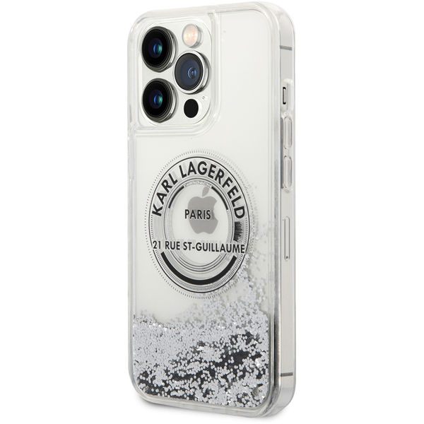Karl Lagerfeld - Hardcase Liquid Glitter (KLHCP14XLCRSGRS) - iPhone 14 Pro Max - Silver RSG