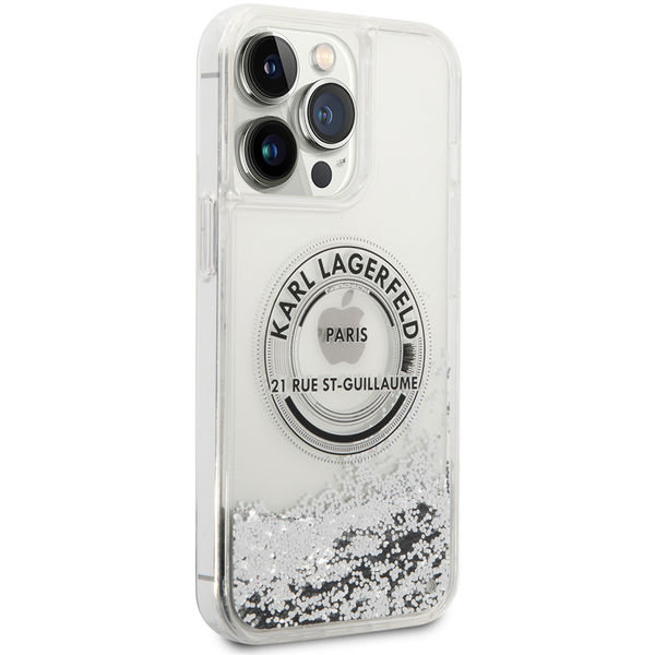 Karl Lagerfeld - Hardcase Liquid Glitter (KLHCP14XLCRSGRS) - iPhone 14 Pro Max - Silver RSG
