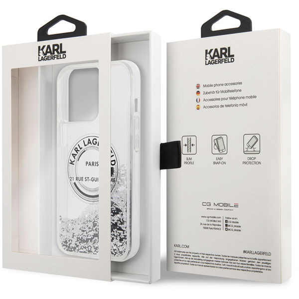Karl Lagerfeld - Hardcase Liquid Glitter (KLHCP14XLCRSGRS) - iPhone 14 Pro Max - Silver RSG