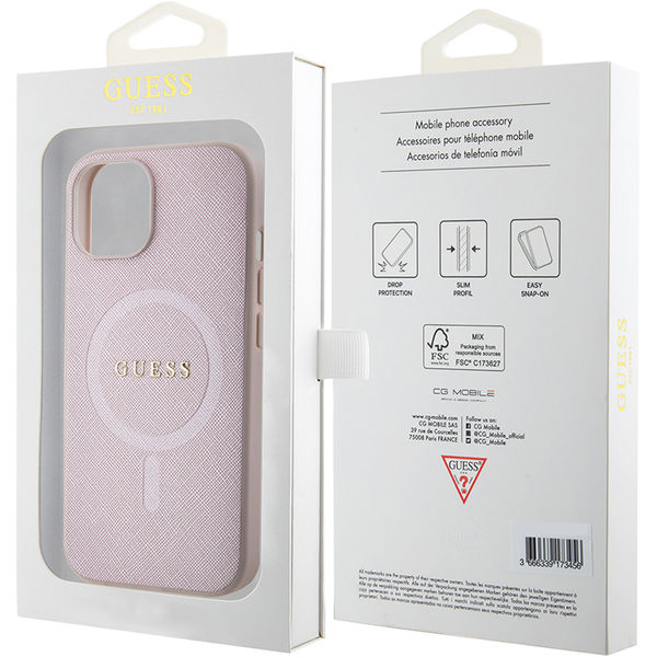 Guess - Saffiano MagSafe (GUHMP15SPSAHMCP) - iPhone 15 - Pink