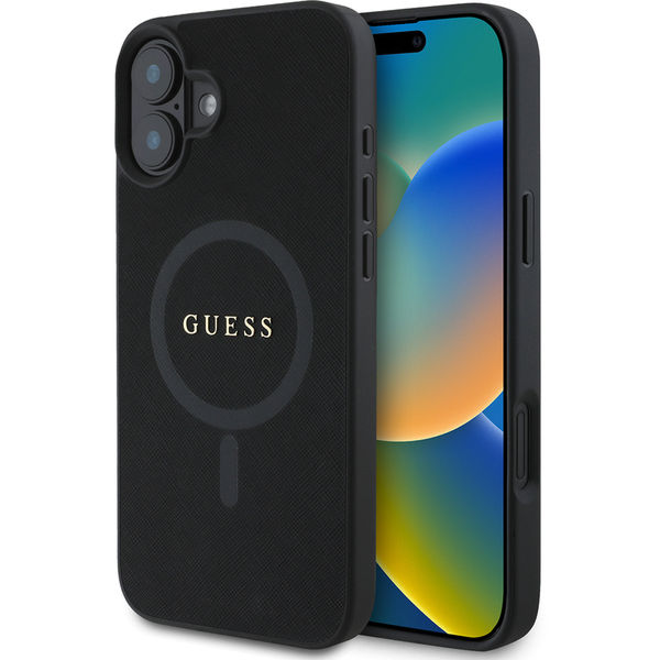 Guess - Saffiano Classic Logo MagSafe (GUHMP16MPSAHMCK) - iPhone 16 Plus - Black