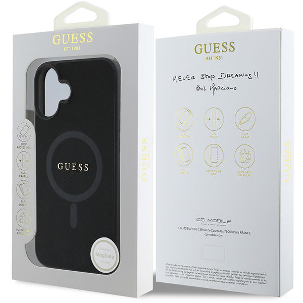 Guess - Saffiano Classic Logo MagSafe (GUHMP16MPSAHMCK) - iPhone 16 Plus - Black