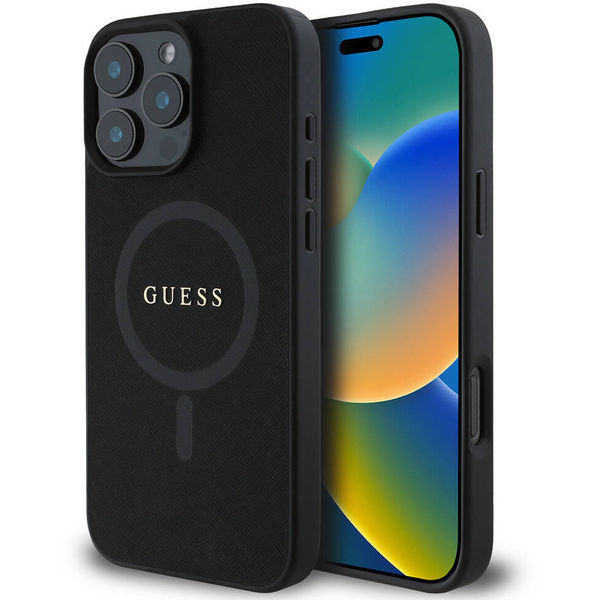 Guess - Saffiano Classic Logo MagSafe (GUHMP16LPSAHMCK) - iPhone 16 Pro - Black