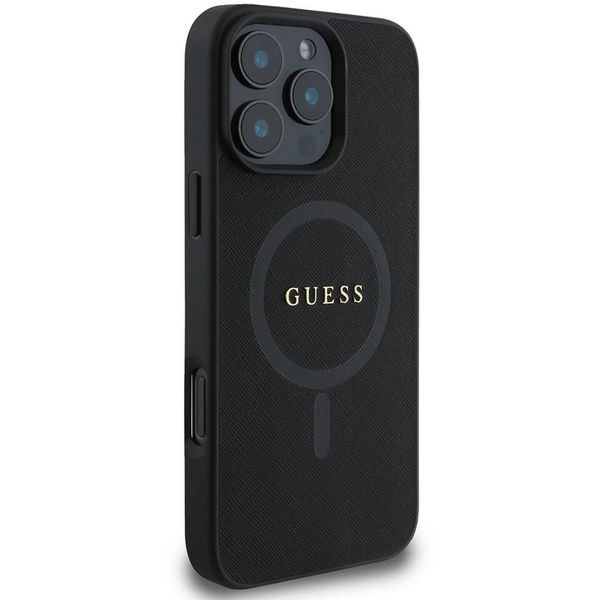 Guess - Saffiano Classic Logo MagSafe (GUHMP16LPSAHMCK) - iPhone 16 Pro - Black